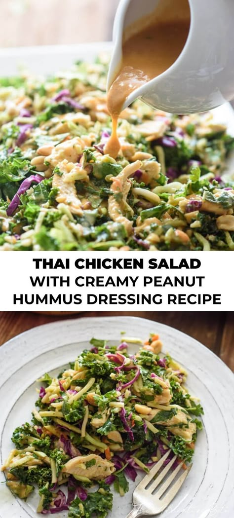 Peanut Hummus, Thai Peanut Dressing, Hummus Appetizers, Hummus Dressing, Thai Chicken Salad, Thai Salad, Creamy Cucumber Salad, Scd Diet, Peanut Dressing