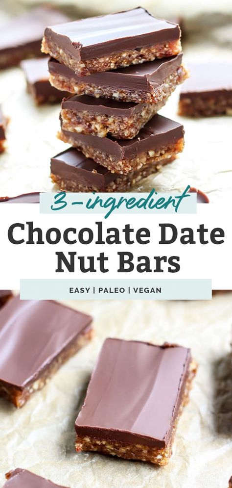 Healthy Treats Clean Eating, Date Nut Bars, Winter Snacks, Healthy Chocolate Desserts, Fit Mitten Kitchen, Nut Bars, Clean Dessert, Date Bars, Easy Treat