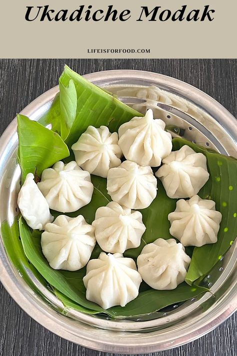 Ukadiche Modak - Steamed Coconut Sweet Dumplings Modak Sweet, Ukadiche Modak, Flour Dumplings, Modak Recipe, Food Wallpapers, Sweet Dumplings, Baking Treats, Cardamom Powder, Food Wallpaper