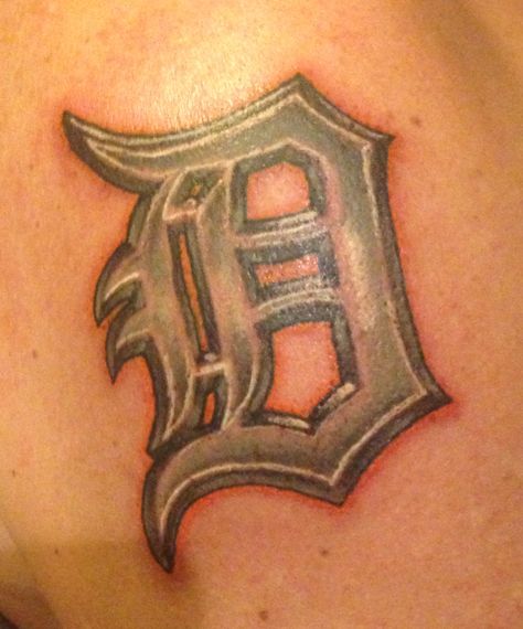 Detroit Tigers, Old English D D Tattoos, Tigers Tattoo, Detroit Tattoo, Still I Rise Tattoo, Michigan Tattoos, Tiger Face Tattoo, Old English D, Hexagon Tattoo, Wrist Tattoo Cover Up