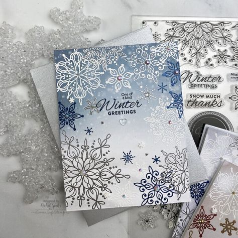 January 2021 Card Kit Inspiration: Layered Embossed Snowflakes - Simon Says Stamp Blog Nichol Spohr, Simon Says Stamp Blog, Snowflake Cards, Whimsy Stamps, Thanks Card, Die Cut Cards, Christmas Cards To Make, Card Kits, Cards Christmas