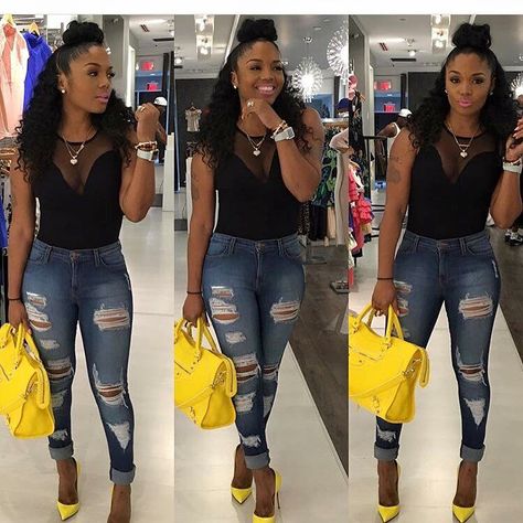 Rasheeda Rasheeda Frost Fashion, Rasheeda Frost, Traje Casual, Mode Inspo, Dope Outfits, Looks Style, Teen Fashion Outfits, Ripped Jeans, Look Fashion