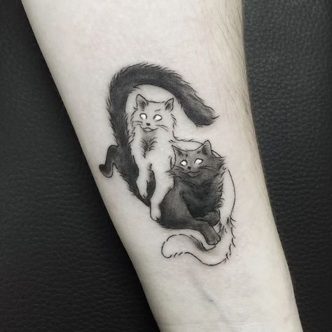 Standing Cat Tattoo, Black Cat And Butterfly Tattoo, Twin Cat Tattoo, Cat Markings Tattoo, Large Cat Tattoo, Magic Cat Tattoo, Fluffy Black Cat Tattoo, Long Hair Cat Tattoo, Long Haired Cat Tattoo