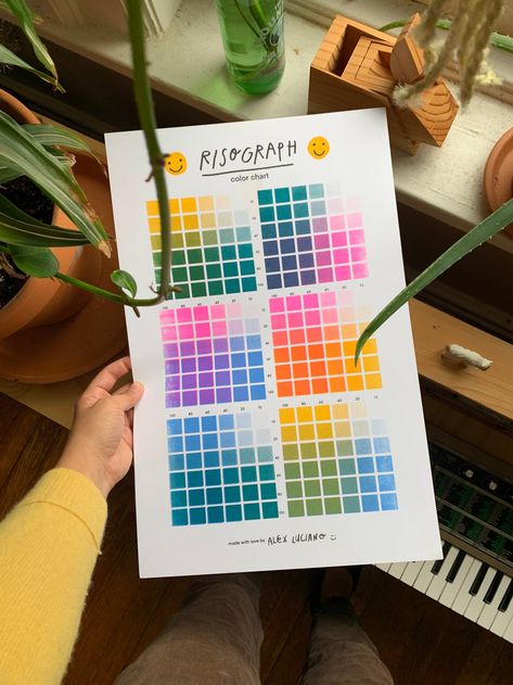 Riso Color Chart, Riso Graph, Risograph Design, Basic Painting, Drawing Poster, Riso Print, Minimal Color, Risograph Print, Double Happiness