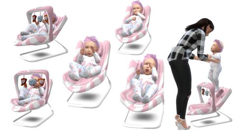 Puddin|Sims 4 poses — Bouncer baby. Sims 4 Stroller Mod, Sims 4 Infant Bouncer, Sims 4 Infant Highchair, Infant Furniture Sims 4, Baby Cc Sims 4 Clothes, Functional Infant Cc Sims 4, Newborn Cc Sims 4, Sims 4 Pacifier Cc, The Sims 4 Cc Furniture Baby