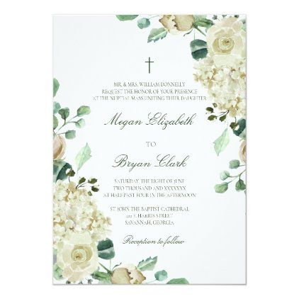 Megan Elegant Greenery & Cross Catholic Wedding Invitation Catholic Wedding Invitations, Christian Wedding Invitations, Wedding Quote, Classic Elegant Wedding, Formal Wedding Invitations, Catholic Wedding, Classic Wedding Invitations, Christian Wedding, Formal Wedding