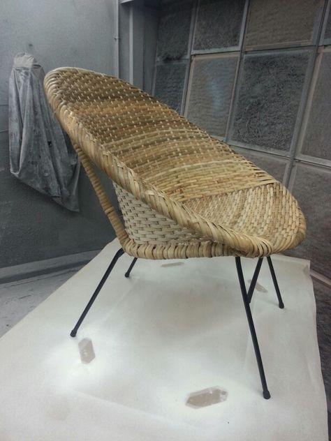 Newly restored rattan saucer chair Saucer Chair, Balcony Furniture, Stool Chair, Saucer Chairs, Wicker Chair, Stools, Balcony, Rush, Furniture