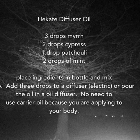 Hecate Oil Recipe, Herbs For Hekate, Offerings To Hecate, Hecate Essential Oil, Offering To Hecate, Hekate Epithets, Magick Oil, Candle Magic Spells, Hecate Goddess