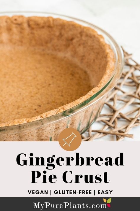 5-ingredient Gingerbread Pie Crust made from scratch. It is the perfect crust for any fall pie or baked cheesecake like apple, pumpkin, sweet potato. Vegan and gluten-free. Gingerbread Pie Crust Recipe, Gingerbread Pie Crust, Pie Crust Vegan, Gingerbread Pie, Fairy Tale House, Perfect Pie Crust Recipe, Healthy Pies, Vegan Pie Crust, Easy Gingerbread