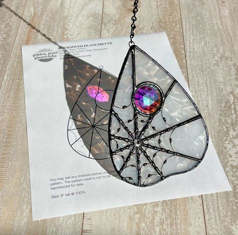 Pagan Stained Glass Patterns, Stained Glass Planchette, Stained Glass Witchy, Stained Glass Designs Free Pattern, Halloween Stained Glass Patterns, Cricut Pattern, Stained Glass Halloween, Stained Glass Kits, Stained Glass Mosaic Art