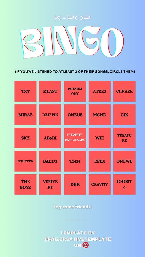 Bingo Challenge, Challenge Template, Bingo Template, E Last, Tag Your Friends, Kpop Boy, The Challenge, Instagram Story Ideas, K Pop Music