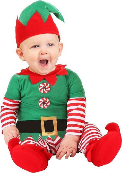 Amazon.com: Christmas Elf Costume for Infants, Santa's Helper Uniform with Hat for Elf Cosplay, Christmas & Holiday Dress-Up 9/12mo : Clothing, Shoes & Jewelry Summer Elf, Elf Costumes, Christmas Elf Outfit, Elf Outfit, Christmas Elf Costume, Baby Elf, Elf Cosplay, Elf Shoes, Crafts Preschool