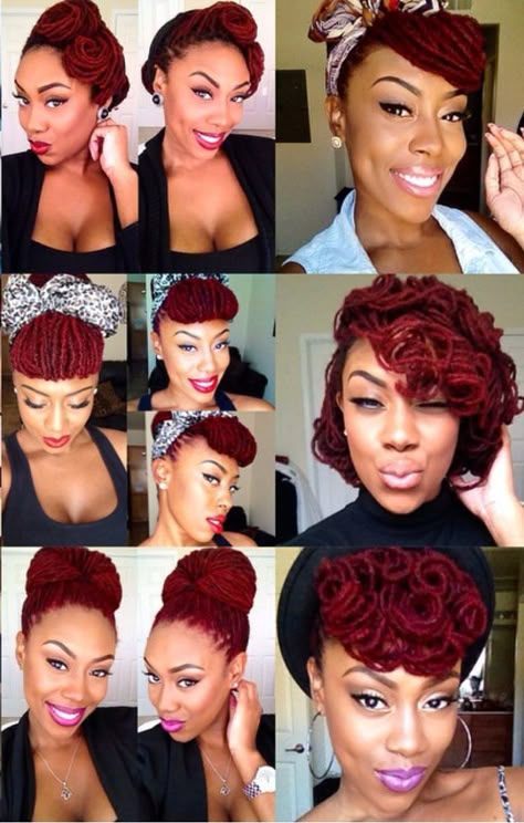 Hair Color Panels, Microlocs Hair Color, Updos For Short Microlocs, Microloc Hairstyles For Wedding, Sisterloc Updo Styles, Styles For Short Microlocs For Women, Wedding Hairstyles For Microlocs, Microlocs Styles Updo, Updo Short Locs