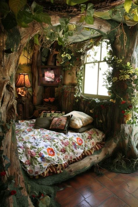 Boho Chic Bedroom Ideas, Chic Bedroom Ideas, Fairytale Room, Coastal Bedroom Ideas, Fairycore Room, Whimsical Houses, Forest Bedroom, Cottagecore Room, Gothic Dollhouse