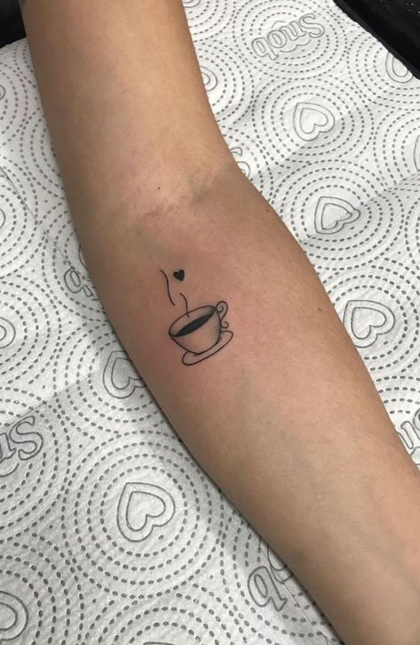 Fill My Cup Tattoo, Cafe Tattoos For Women, Best Friend Tattoos Teacup, Cup And Saucer Tattoo, Matching Tea Cup Tattoo, Simple Coffee Cup Tattoo, Fill Your Cup Tattoo, Teacup And Saucer Tattoo, Tiny Tea Cup Tattoo