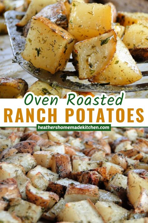 Roasted Ranch Potatoes, Russet Potato Recipes, Ranch Potatoes, Potatoes In Oven, Ranch Dressing Recipe, Potato Recipes Side Dishes, Potato Sides, Easy Side Dish, Potato Recipe