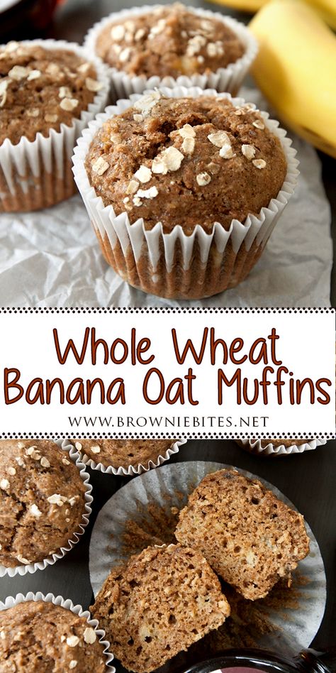 Smartpoints Recipes, Date Muffins, Banana Muffins Recipe, Whole Grain Foods, Banana Oat Muffins, Banana Muffin Recipe, Banana Oat, Oat Muffins, Healthy Muffin Recipes