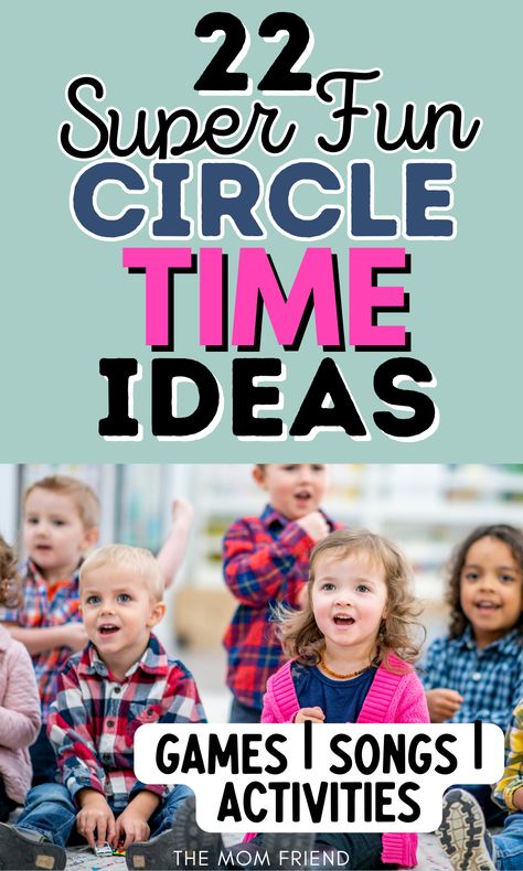 Circle time ideas for daycare, preschool and kindergarten. Circle Time For Preschoolers, Prek Circle Time Activities, Kindergarten Circle Time Activities, Games For Prek, Daycare Circle Time Ideas, Circle Theme Preschool, Fun Circle Time Activities Preschool, Group Time Activities For Toddlers, Preschool Circle Time Activities Games