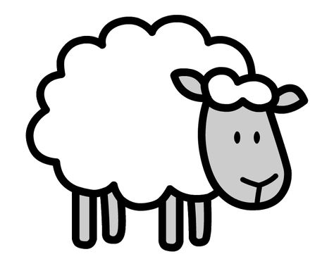 Sheep Cartoon Drawing, Sheep Drawing Simple, Lamb Doodle, Black Sheep Cartoon, Sheep Outline, Lamb Drawing, Sheep Clipart, Rock Painting Animals, Sheep Drawing