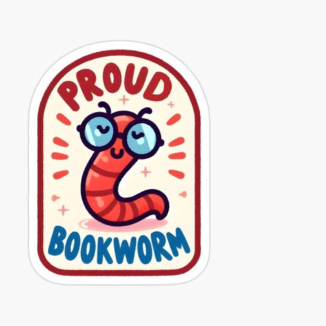 Book Worm Drawing, Bookworm Drawing, Bookworm Stickers, Worm Drawing, Lover Sticker, Redbubble Products, Book Worm, Art Club, Sticker Pack