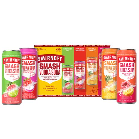 Smirnoff Smash Vodka and Soda Variety Pack - 0.355L Absolute Vodka Bottle, Amish Bread Recipes, Home Made Candy, Vodka Packaging, Pineapple Vodka, Smirnoff Ice, Strawberry Vodka, Fall Cocktails Recipes, Ripe Pineapple