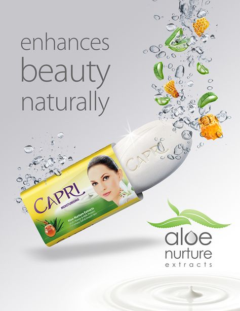 Capri Beauty Soap on Behance Soap Poster Design Ideas, Soap Poster, Soap Advertisement Design, Soap Social Media Post, Liquid Soap Flyer Design, Beauty Soap Creative Ads, Soap Advertisement, Acne Soap, Promotional Design