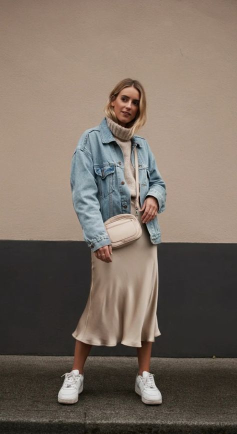 15 Satin Skirt Outfit Ideas for Luxurious Fashion Pleated Skirt Outfit Ideas, Silk Skirt Outfit, Beige Ankle Boots, Satin Skirt Outfit, Long Grey Cardigan, Pleated Skirt Outfit, Chunky Turtleneck Sweater, Skirt Outfit Ideas, Outfits Retro