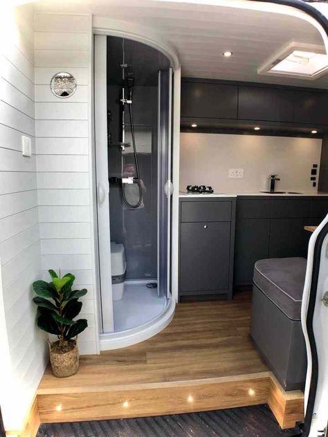 Man transforms old builder's van into stunning £39k campervan with tiled shower & smart kitchen - and you can now buy it Mercedes Sprinter Camper Van, Luxury Campers, Sprinter Conversion, Bilik Air, Van Conversion Interior, Sprinter Camper, Build A Camper Van, Build A Camper, Van Life Diy