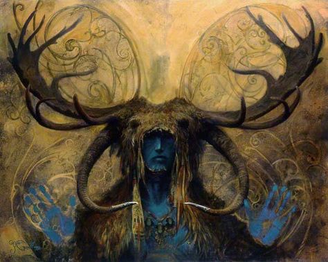 Kernunos par Yannick Germain Herne The Hunter, Irish Mythology, Celtic Gods, Pagan Art, Celtic Mythology, 다크 판타지, Celtic Art, Arte Fantasy, Gods And Goddesses