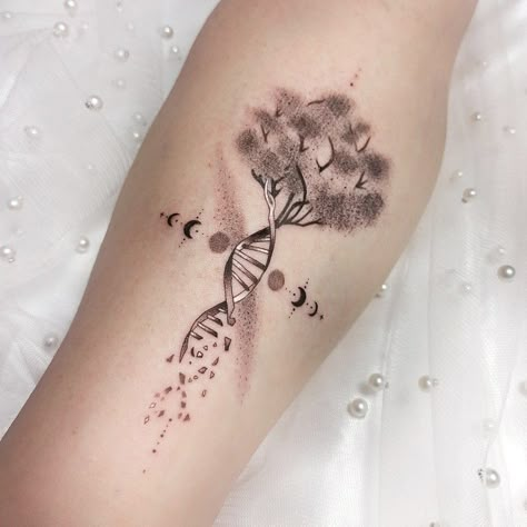 Dna Tree Tattoo, Tree Tattoo Meaning, Evolution Tattoo, Dna Tree, Roots Tattoo, Dna Tattoo, Astrology Tattoo, Geometric Sleeve Tattoo, Full Tattoo