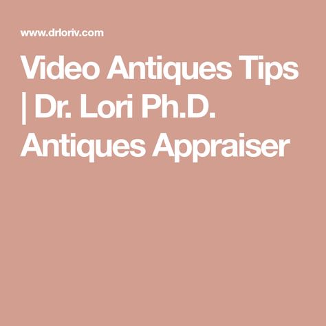 Video Antiques Tips | Dr. Lori Ph.D. Antiques Appraiser Dr Lori Antiques, Antique Appraisal, Oyster Plates, Antique Plates, How To Pronounce, Discovery Channel, Secrets Revealed, Selling Antiques, Christmas Plates