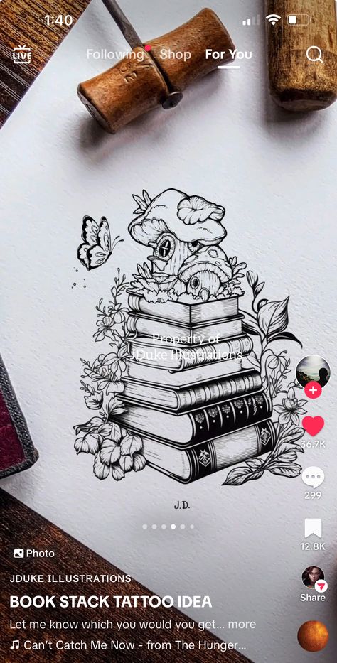 Book Stack Tattoo, Stack Of Books Tattoo, Stack Tattoo, Reader Tattoo, Books Tattoo, Book Tattoo, Book Stack, Ink Blot, Stack Of Books