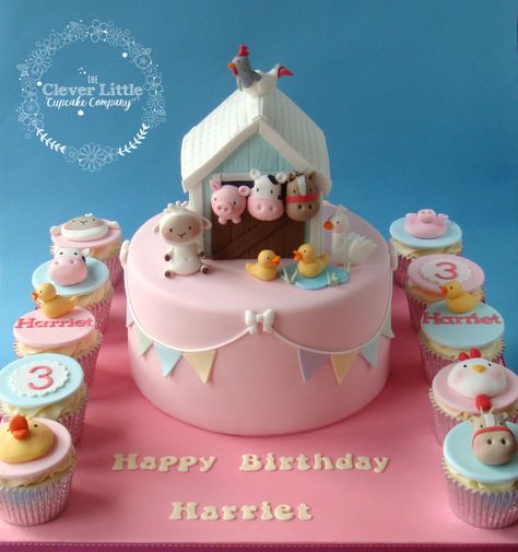 Girlie Barn Cake (Take 2!!) by The Clever Little Cupcake Company Farm Birthday Cakes, Barnyard Cake, Barn Cake, Farm Animal Cakes, Barnyard Birthday Party, Farm Cake, Cupcakes Decorados, 2 Birthday Cake, Barnyard Birthday