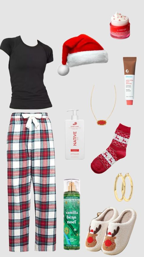 Where To Get Christmas Pjs, Christmas Outfit Ideas Teens, Basic Christmas Outfits, Christmas Outfit Layout, Christmas Outfit Preppy, Christmas Outfits With Jeans, Christmas Aesthetic Clothes, Christmas Outfit For School, Crismas Outfits