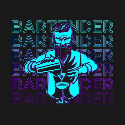 Bartender Logo, Bartender Drinks, Cool Arm Tattoos, Cool Shirt Designs, Bartender Gifts, Arm Tattoos, Graphic Tshirt Design, Bar Ideas, Best Pillow