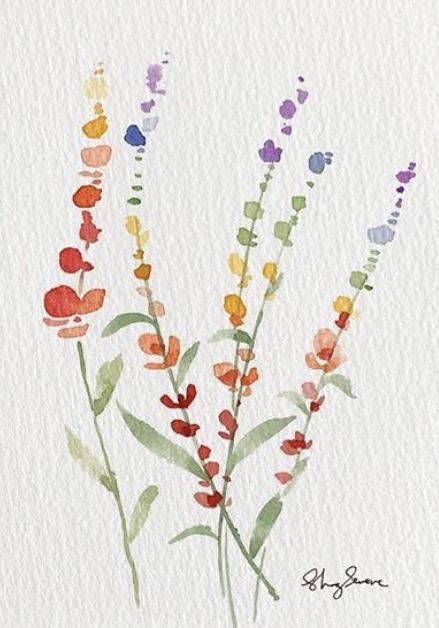 Paint Cards Aesthetic, Easy Watercolour Card, Wild Flower Painting Acrylic Simple, Watercolor Wildflowers Simple, Watercolor Card Ideas, Shaz Serene, Easy Watercolor Flowers, Diy Watercolor Cards, Abstract Watercolor Flower