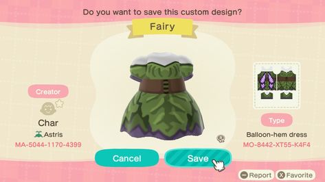 Animal Crossing Floral Design, Acnh Fairy Dress Code, Acnh Balloon Hem Dress, Acnh Spring Clothes Codes, Acnh Tinkerbell, Acnh Fairy Codes, Acnh Fairy Dress, Acnh Fairy Designs, Acnh Dress Design Codes