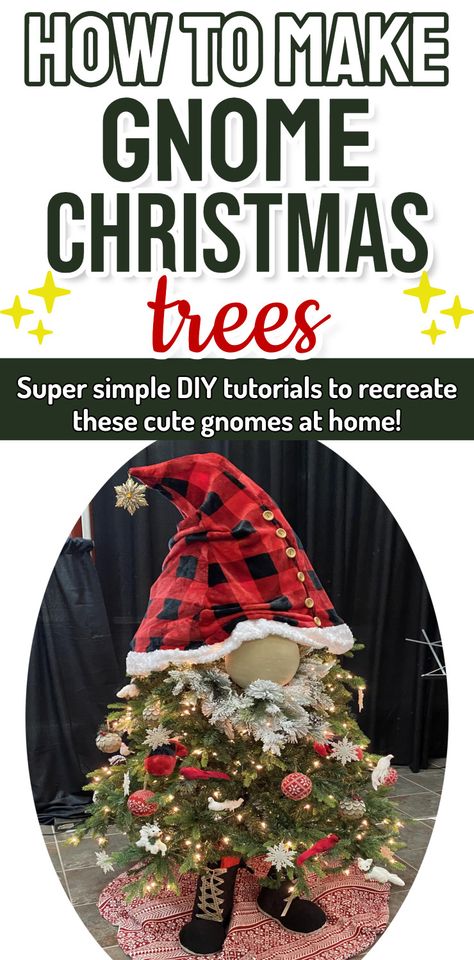 DIY Gnomes! How to make gnome Christmas trees for decorations inside and outside your home like those cute front porch pine branch gnomes - super simple DIY tutorials to recreate these cute gnomes at home - cheap easy homemade Christmas decorations and crafts Cheap Christmas Tree Decor, Gnome Christmas Tree Ideas, Easy Homemade Christmas Decorations, Gnome Trees, Gnomes For Christmas, Christmas Knomes, Tree Gnomes, Gnome Christmas Tree, Cheap Christmas Trees