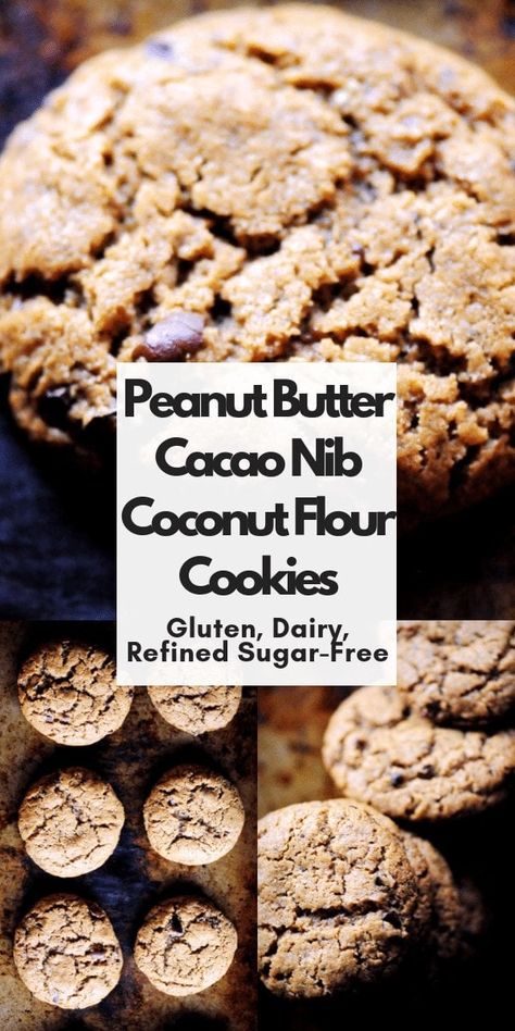 Cacao Nibs Recipes, Chocolate Gingerbread Cookies, Trail Mix Cookies, Coconut Flour Cookies, Almond Butter Cookies, Coconut Peanut Butter, Chunky Peanut Butter, Sugar Free Diet, Sugar Free Cookies