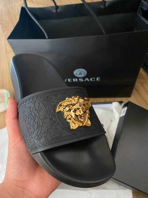 #versace #lifestyle #slides #luxury Versace Slippers For Men, Versace Slides For Men, Versace Slippers, Versace Slides, Versace Sandals, Luxury Slippers, Luxury Slides, Shoes Slides, Versace Style