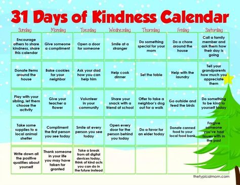 Kindness Calendar, Kindness Club, Kindness For Kids, Christmas Word Search, Calendar Christmas, Christmas Traditions Family, Helpful Things, 25 Days Of Christmas, Christmas Planning