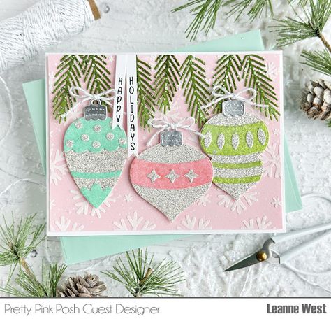 O'Neall Girl Studio Classic Ornament, Snowflake Stencil, Kraf Kertas, Snowflake Background, Honey Bee Stamps, Pretty Pink Posh, Round Ornaments, Christmas Stamps, Christmas Cards To Make