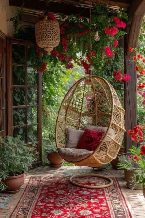 Patio Decorating Ideas Colorful, Boho Sunroom Decorating Ideas, Back Patio Extension, Boho Veranda, Boho Patio Ideas Outdoor Spaces, Boho Patio Decor, Bohemian Porch, Boho Porch, Coastal Living Room Furniture