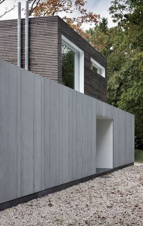 Wood meets fibre cement facade materials. Modern villa in Belgium. arch: Johan Fierens.  equitone.com Fibre Cement Cladding, Wood Facade, Cladding Design, Facade Material, Renovation Inspiration, Modern Villa, Timber Cladding, Exterior Cladding, Modern Architecture House