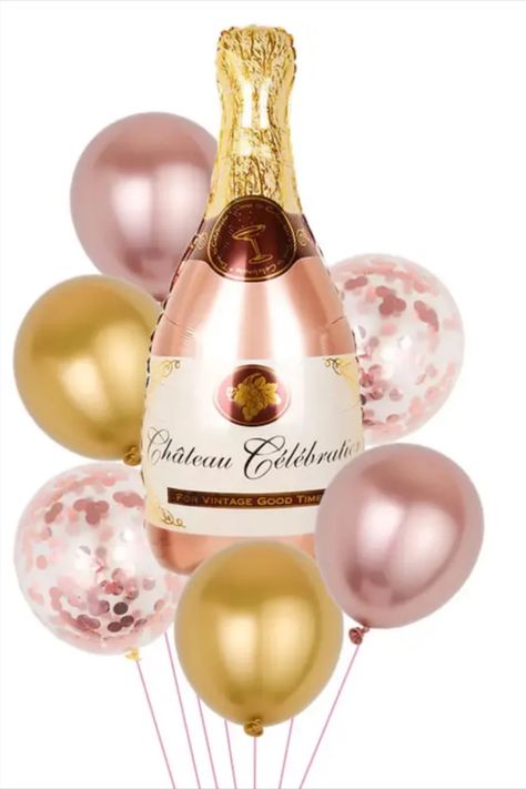 Make a toast to unforgettable memories with our champagne bottle balloon bundle. A fabulous rose gold bundle that has as a centerpiece a large champagne bottle balloon paired with gold and rose gold classic balloons. 🍾 Rose gold champagne bottle balloons 🍾 Choose from a single champagne bottle balloon or a full matching balloon bouquet with chrome and confetti balloons! 🍾 Balloon bundles are available in 3 sizes Gold Champagne Bottle, Balloons Rose Gold, Balloon Bundle, Champagne Balloons, Rose Gold Balloons, Gold Champagne, Gold Balloons, Confetti Balloons, Unforgettable Memories