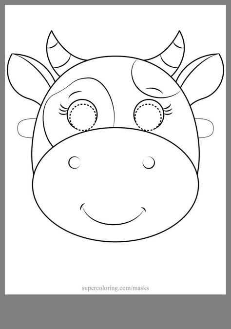 Printable Cow Mask, Cow Mask, Easy Animal Drawings, Easy Animals, Kids Face Paint, Kids English, Hijab Cartoon, Animal Masks, Quiet Book