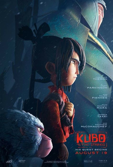 Art Parkinson, Laika Studios, Kubo And The Two Strings, Animated Movie Posters, Damien Chazelle, 19 August, Denis Villeneuve, Motion Poster, Best Movie Posters