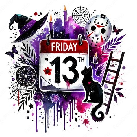 Horror Clipart, September Vibes, Movie Friday, Character Movie, Black Cat Witch, Nice Tattoos, Happy Friday The 13th, Friday 13th, Happy Hippie