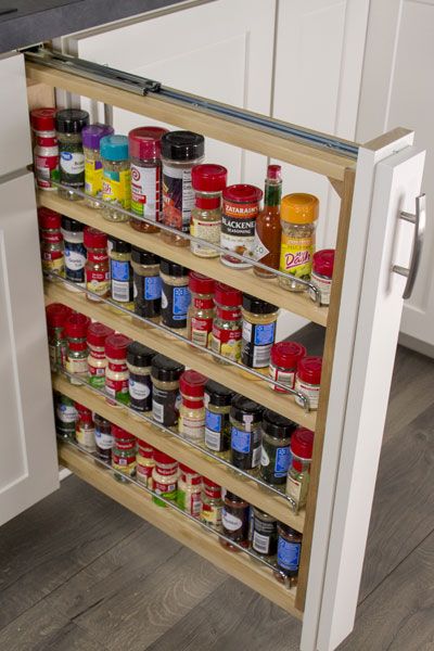 Pull-out Storage Cabinet - Pull-out Spice Rack Shelves Pull Out Spice Rack, Cabinet Spice Rack, Diy Storage Rack, Desain Pantry, Kitchen Spice Racks, Pantry Storage Cabinet, Spice Racks, Spice Cabinet, New Kitchen Cabinets