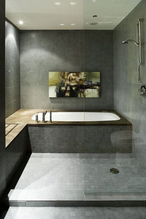 Drømme Bad, Bad Inspiration, Bathroom Tub, Dream Bathrooms, Tub Shower Combo, Grey Bathrooms, Bathroom Layout, Bath Room, Bathroom Renos